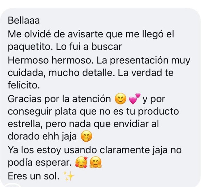 Mensaje de una clienta: la presentacion muy cuidada, mucho detalle