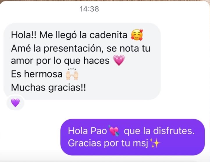 Mensaje de Pao: ame la presentacion, se nota tu amor por lo que haces
