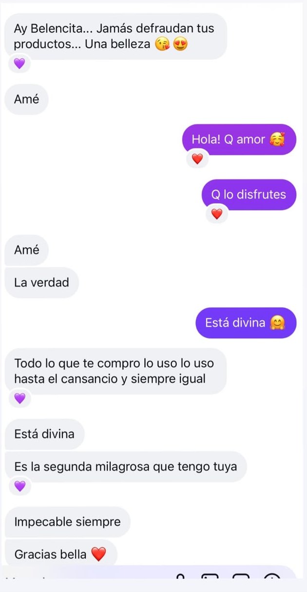 Mensaje de una clienta: todo lo que te compro lo uso hasta el cansancio y siempre igual