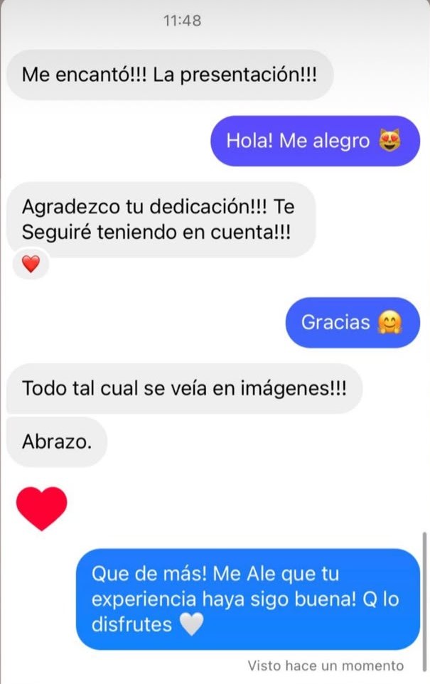Mensaje de una clienta: todo tal cual se veia en imagenes